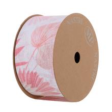 Ružová stuha s kvetinovým vzorom, 63mm x 10m.