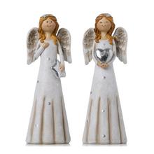 Dekorační anjeli v bielej a béžovej farbe srdce a hviezda mix.