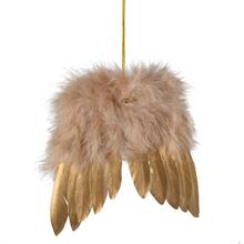 Záves krídla s hnedým a zlatým perím.