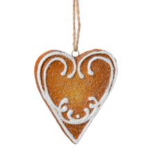 Závesné srdce z keramiky v tvare perníka.