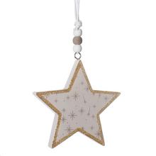 Závesná hviezda v hnedej farbe s glitrami.