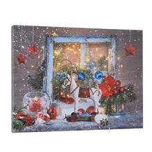 Vianočný obraz s koníkom a dekoráciami.