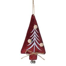Textilný vianočný zavesený stromček v bordovej farbe.
