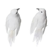 Biele penové holubice s perím, mini, mix 2 kusy.