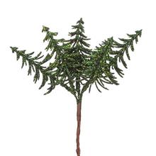 Zápich stromčeky s glitrom v zelenej farbe, 17 cm.