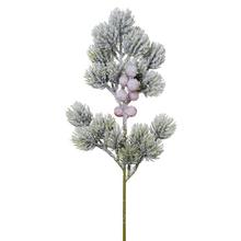 Zasnežený konárik čečinky s červenými bobuľkami, 33 cm.