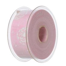 Ružová stuha s púpavovým vzorom, šírka 4 cm, dĺžka 20 m.