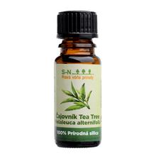 Esenciálny olej z čajovníka Tea Tree v malej fľaštičke.
