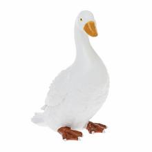 Biela keramická hus s oranžovým zobákom.