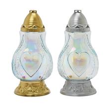 Náhrobné sviečky ZS-7 KAH.SKLO SRDCE PERLEŤ v zlatom a striebornom prevedení.