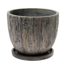 Kvetináč s miskou okrúhly Lincy tmavošedý.