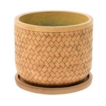 Kvetináč s miskou v svetlohnedej farbe, keramický, mrazuvzdorný.