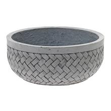 Šedý keramický obal misa Lucy s pleteným vzorom.