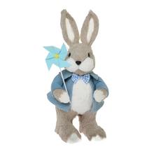 Zajac s vrtuľkou, modrý, slamový dekor.