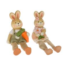 Keramickí zajačikovia s visiacimi nohami, mix farieb.