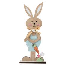 Drevený zajačik s mrkvou, modrý, 11x4,5x25,5 cm.