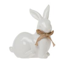 Biely porcelánový zajačik s mašľou.