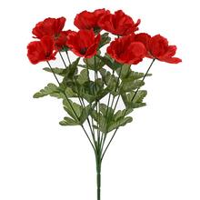 Kytica červených makov s desiatimi kvetmi.