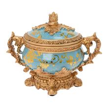 Misa s poklopom v vintage štýle, modrá farba, polyrez.