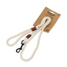 Vodítko pre psa v béžovej farbe s kovovým karabínom.