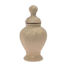 Keramická dóza na suché aranžovanie so zlatým povrchom a poklopom.