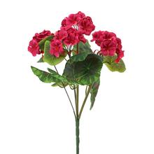 Umelá kytička zonálka v cyklaménovej farbe s 6 kvetmi a listami.