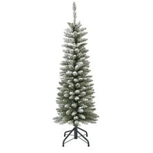 Úzky vianočný stromček Pencil so snehom, výška 150 cm, priemer 45 cm.