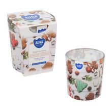 Vianočná voňavá sviečka v skle s motívom sviatkov.