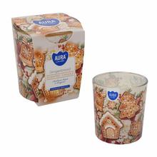 Voňavá sviečka s príchuťou perníka v sklenenom obale.