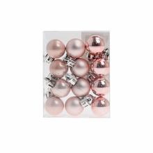 Sada plastových vianočných gúľ v lososovej farbe.