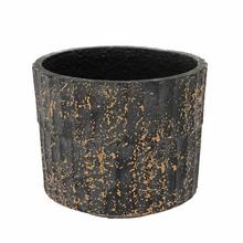 Okrúhly čierny kvetináč Apiro s textúrou.