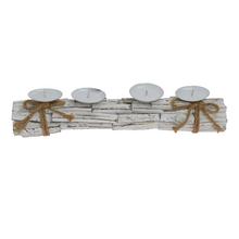 Svietnik na 4 sviečky v sivých, hnedých a bielych farbách.