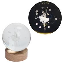 LED guľa sklo na drev. podstavci s podsvietením baletka.