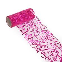 Ružová organza s dekoratívnym vzorom