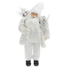 Biely Mikuláš z textilu s doplnkami.