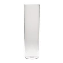 Váza valec z polykarbónu s rozmermi 12x40 cm.