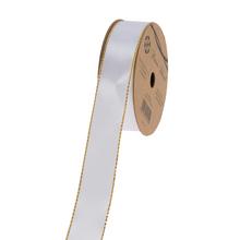 Biela saténová stuha so zlatým lemom