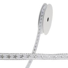 Biela bavlnená stuha s hviezdami