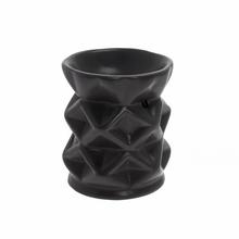 Čierna porcelánová aromalampa s geometrickým vzorom.