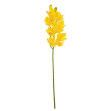 Žltá umelá orchidea Cymbidium s dĺžkou 74 cm.