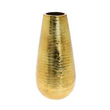 Zlatá keramická váza s textúrovaným povrchom.