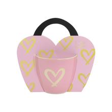 Ružová šálka so zlatými srdiečkami, 460ml.