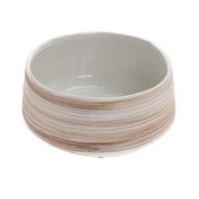 Obal z keramiky s pruhmi v krémovej farbe.