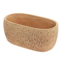 Žltý keramický obal Margaréta s kvetinovým vzorom.