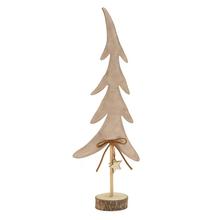 Vianočný stromček z umelého kože a dreva, hnedý, 37,5 cm vysoký.
