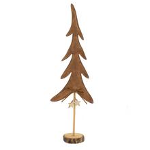 Hnedý vianočný stromček z umelej kože a dreva.