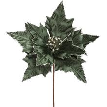 Umelá vianočná ruža v zelenej farbe s detailmi.