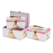 Darčeková krabička šperkovnička v ružovo-bielej farbe, sada 3 kusy.