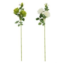Umelé kvety ruže v zelenej a bielej farbe, 3 hlavy, 82 cm.