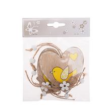 Drevené ozdoby v tvare srdca a vtáčika, balenie 2 kusy.